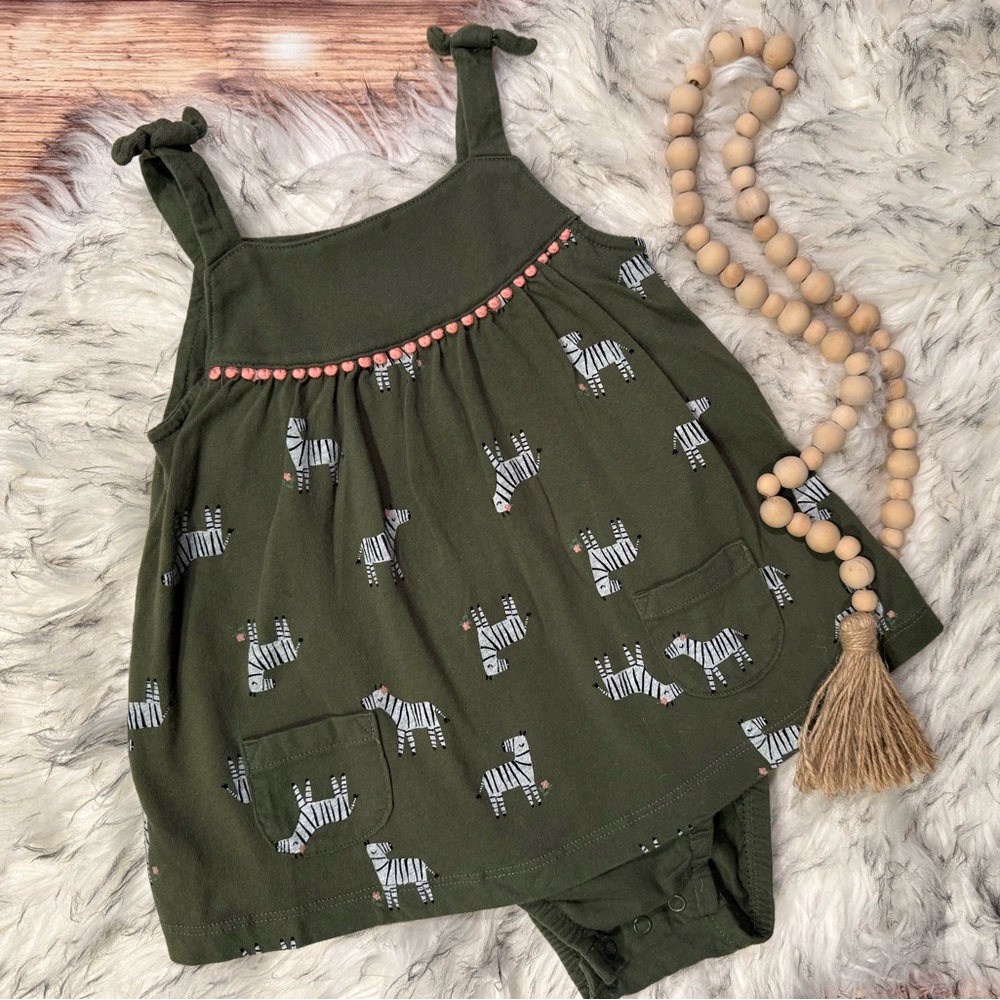 Carter’s Green Zebra Print Baby Romper